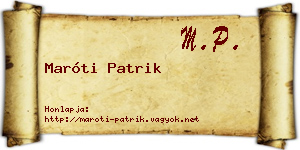 Maróti Patrik névjegykártya